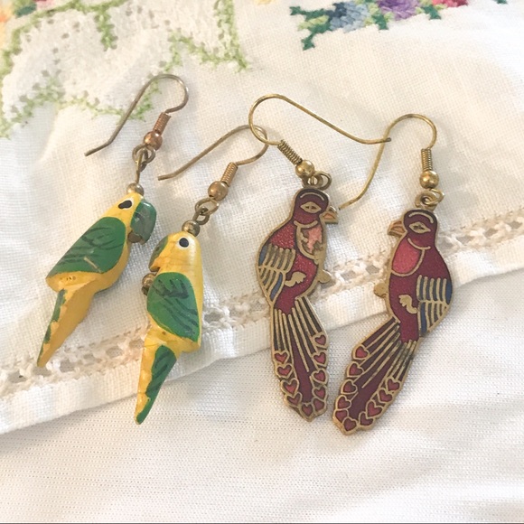 Jewelry - Set Of 2 Vintage 80s Parrot Earrings